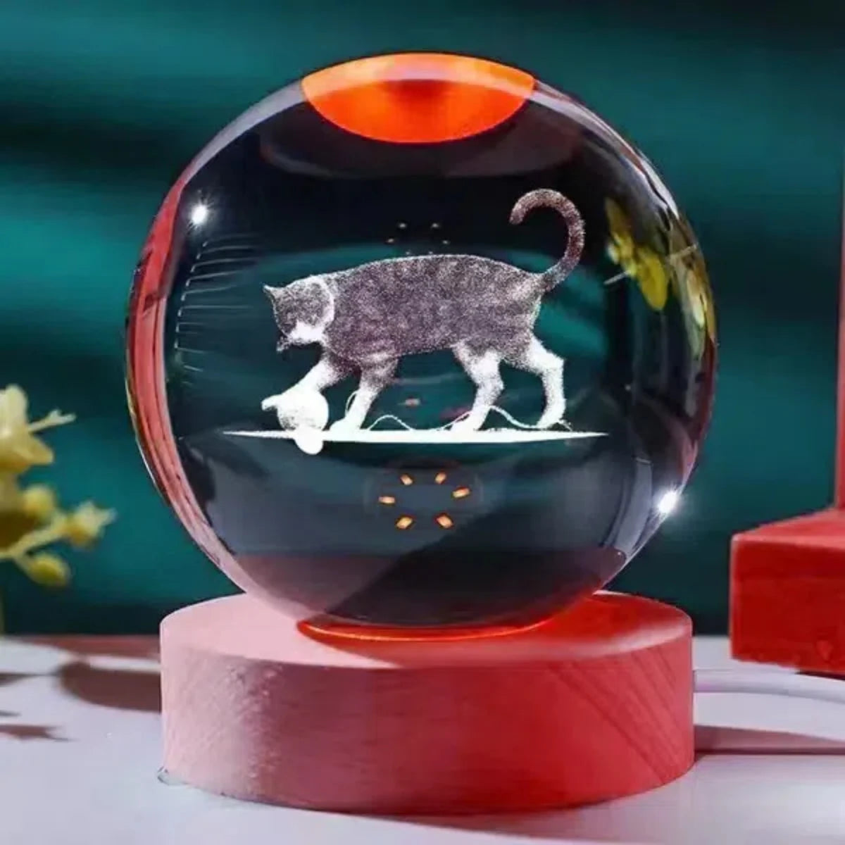 Fortune Cat Crystal Ball Night Light