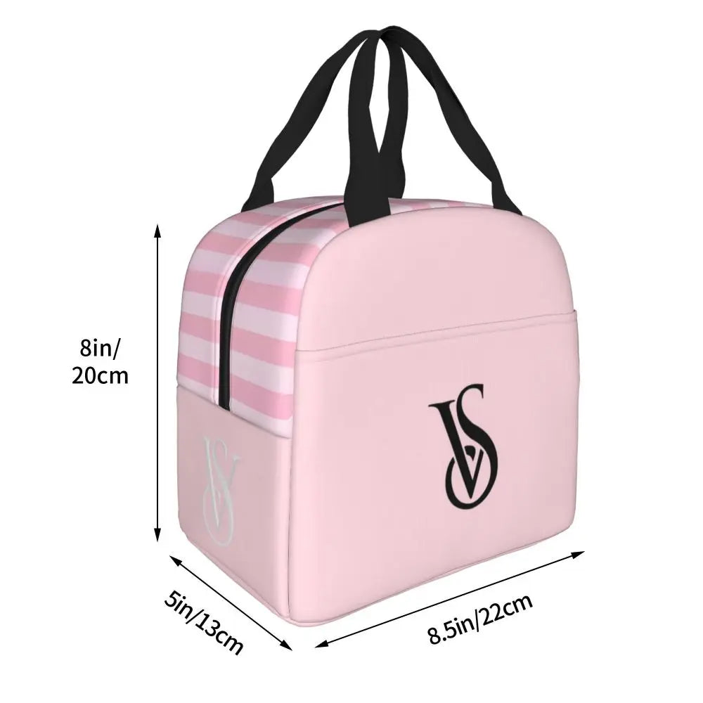 V-Victoria's Secret Stripe Insulated Lunch Bag