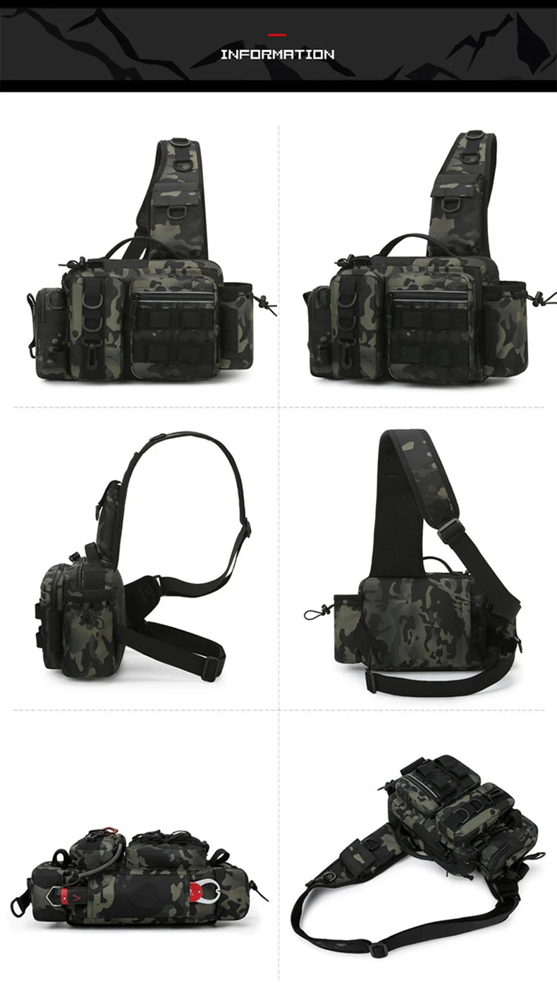 Fishing Tackle Backpack with Rod Holder & Gear Storage Bag – Sling Shoulder Pack for Men