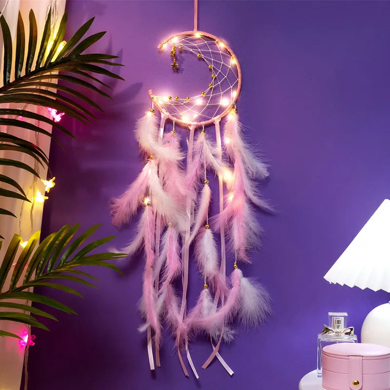 Moon Dream Catcher Feather Wind Chimes