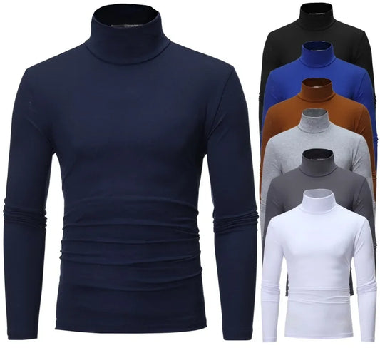 Men’s Thermal Underwear Top – High Neck Slim Fit Long Sleeve Shirt for Winter Warmth