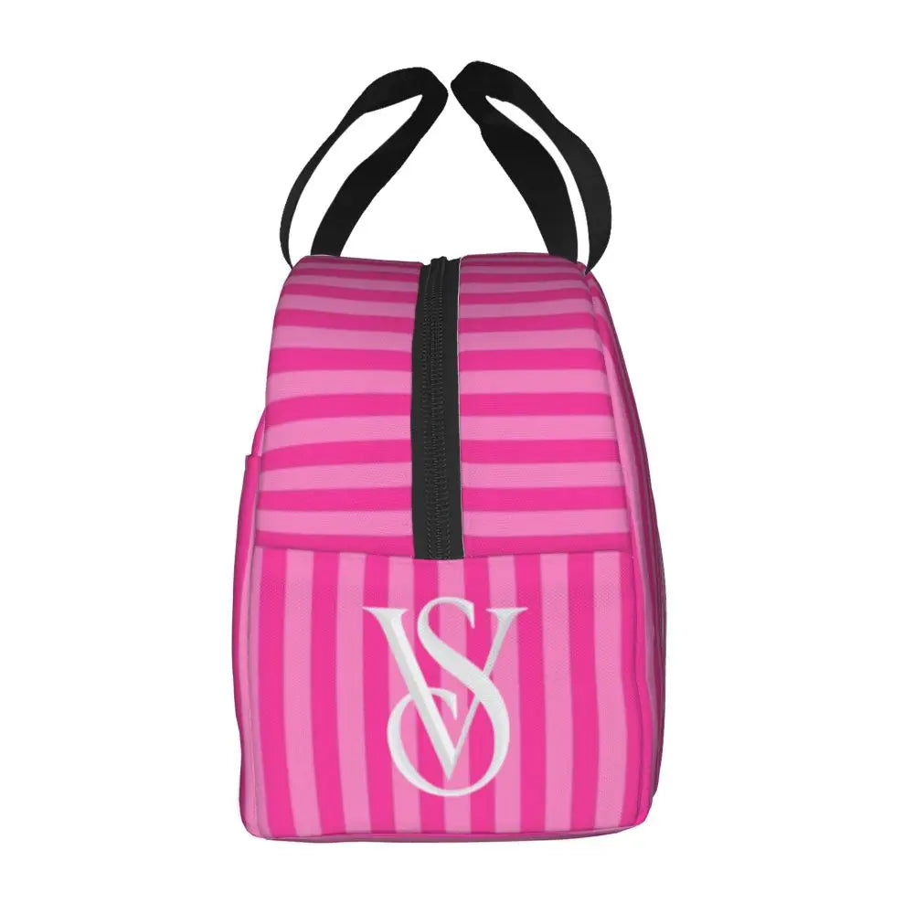 V-Victoria's Secret Stripe Insulated Lunch Bag