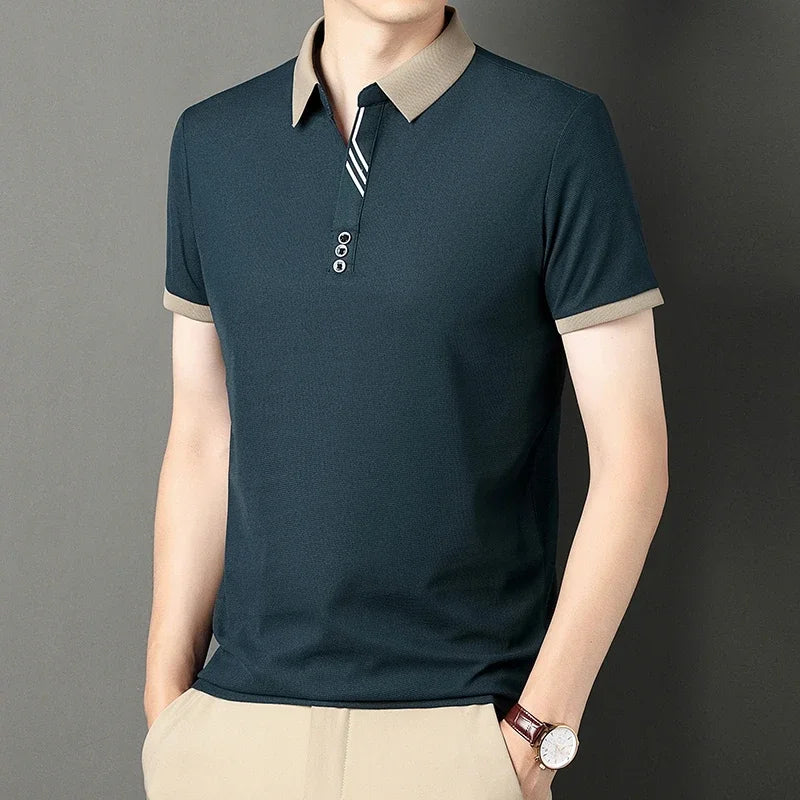 Men’s Solid Color Casual Short Sleeve Polo Shirt