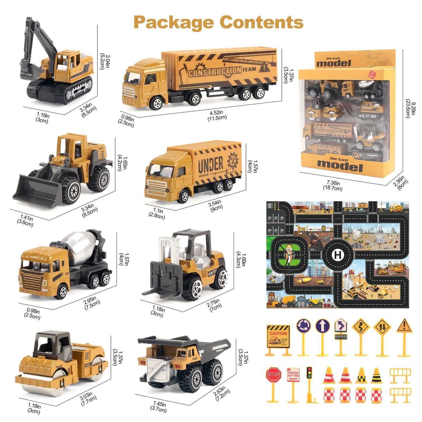 8pcs/set Alloy Engineering Truck Set