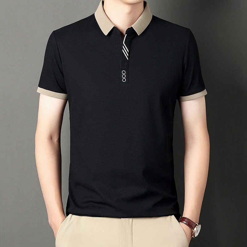 Men’s Solid Color Casual Short Sleeve Polo Shirt