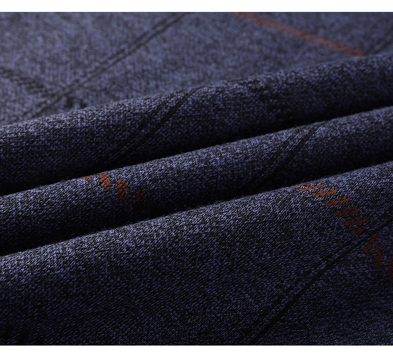 Men’s Solid Color Pullover Sweater with Added Velvet