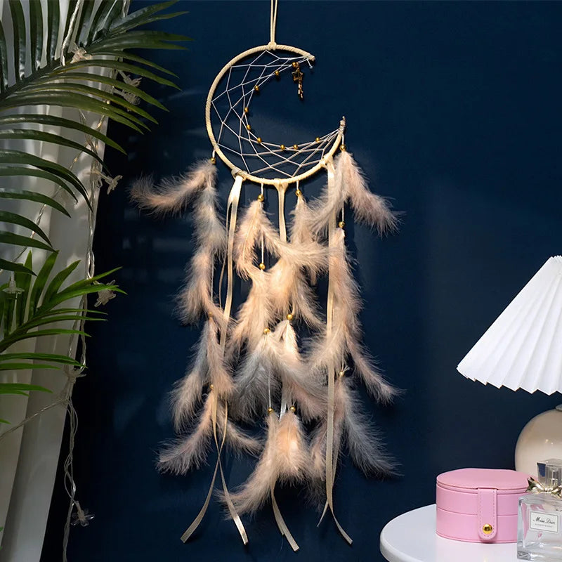 Moon Dream Catcher Feather Wind Chimes