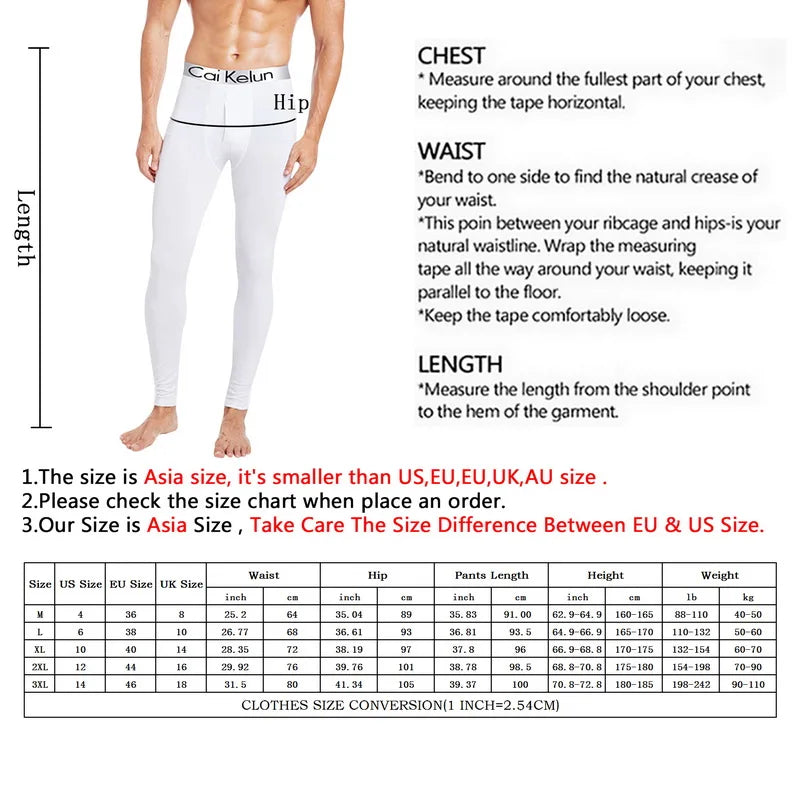 Men’s Long Johns Thermal Underwear – Soft, Elastic Winter Tights for Comfort & Warmth