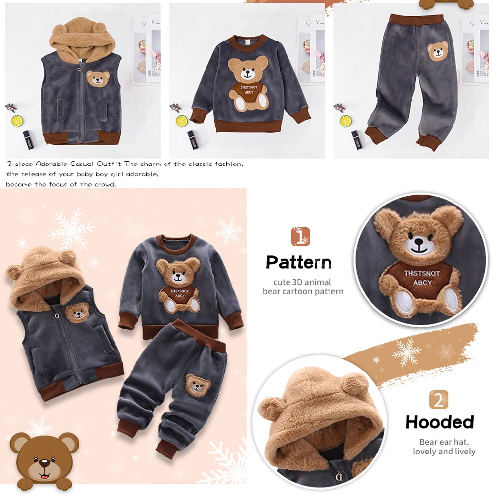 3PCS Winter/Autumn Toddler Baby Outfit Set