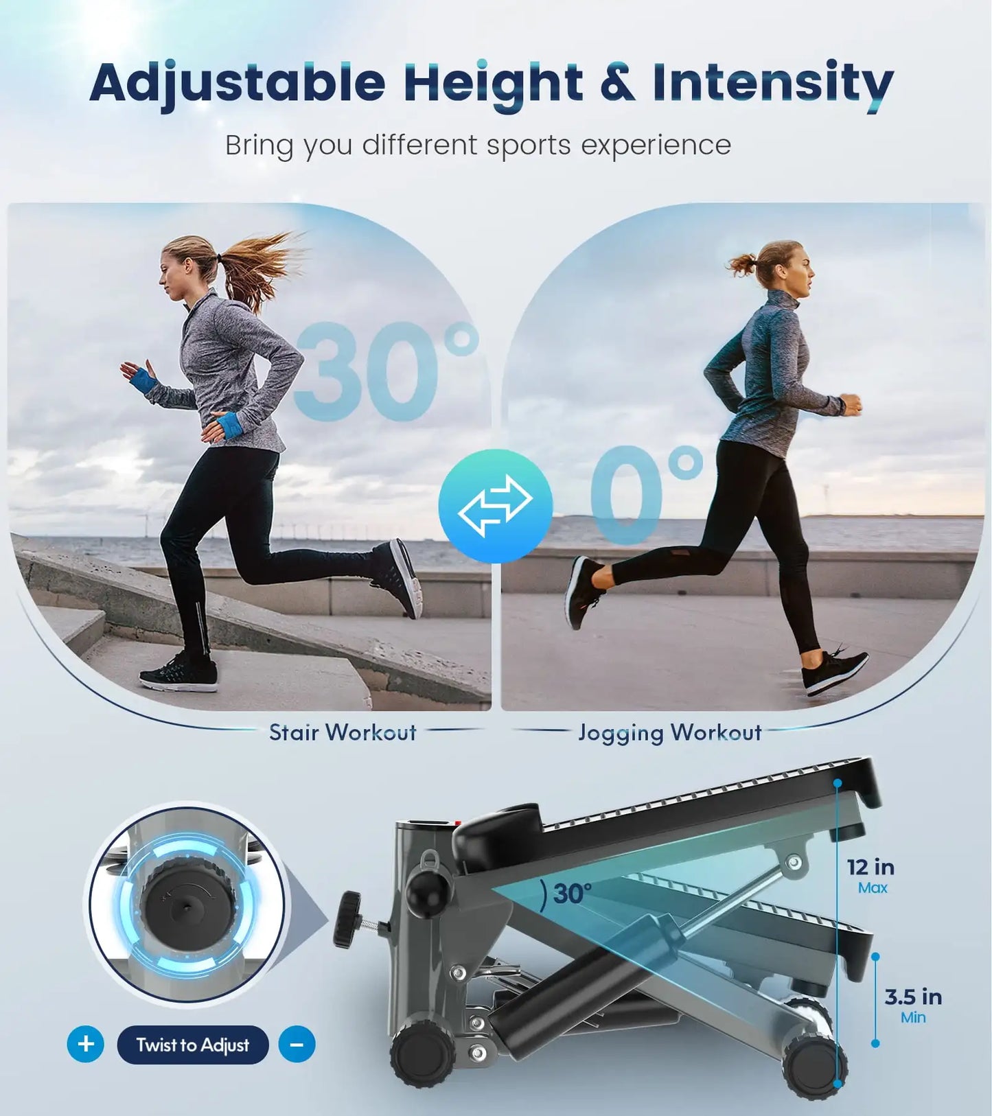 Stair Steppers Workout Machine with Resistance Bands