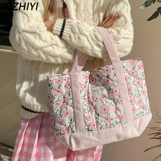 Quilted Floral Tote Bag