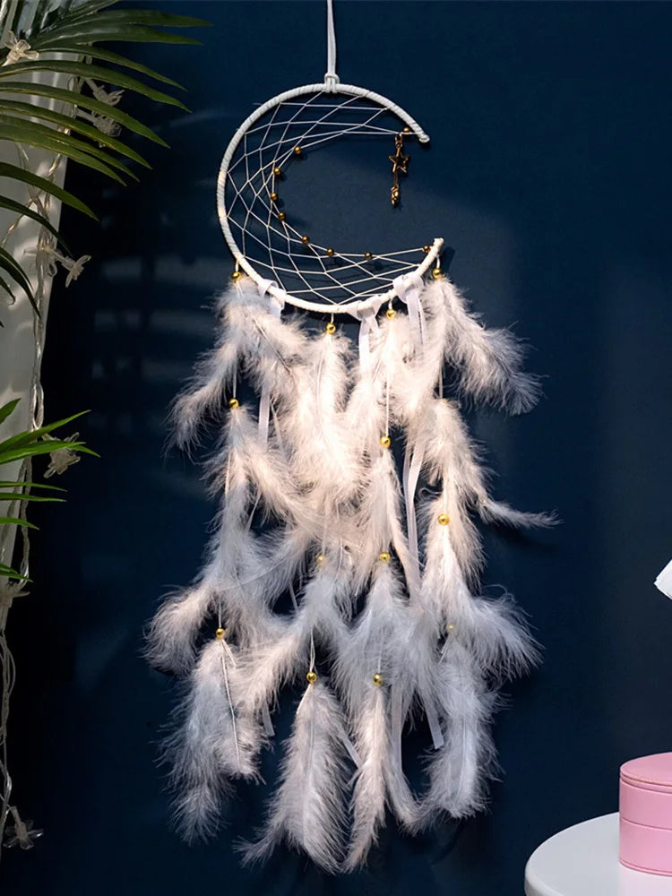 Moon Dream Catcher Feather Wind Chimes