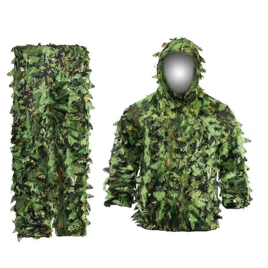 New Sticky Flower Bionic Leaves Camouflage Suit – Universal Woodland Camo Ghillie Set for Hunting & Outdoor Activities