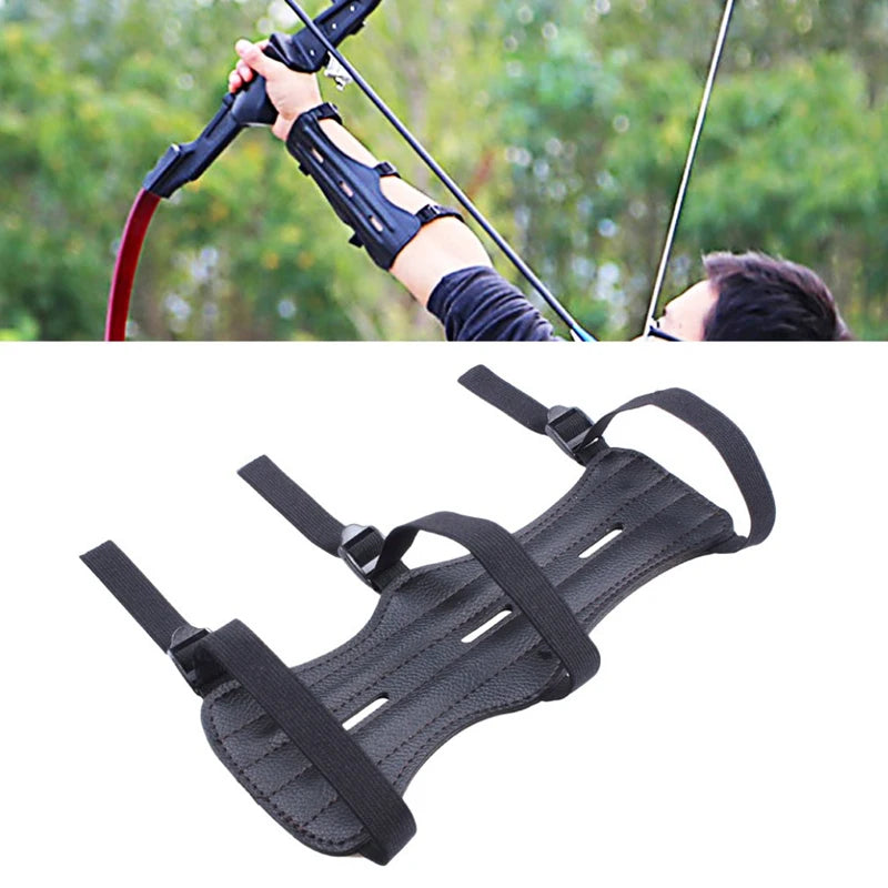 Leather Archery Arm Guard Protector – Adjustable Forearm Protection for Bow & Arrow Hunting and Training