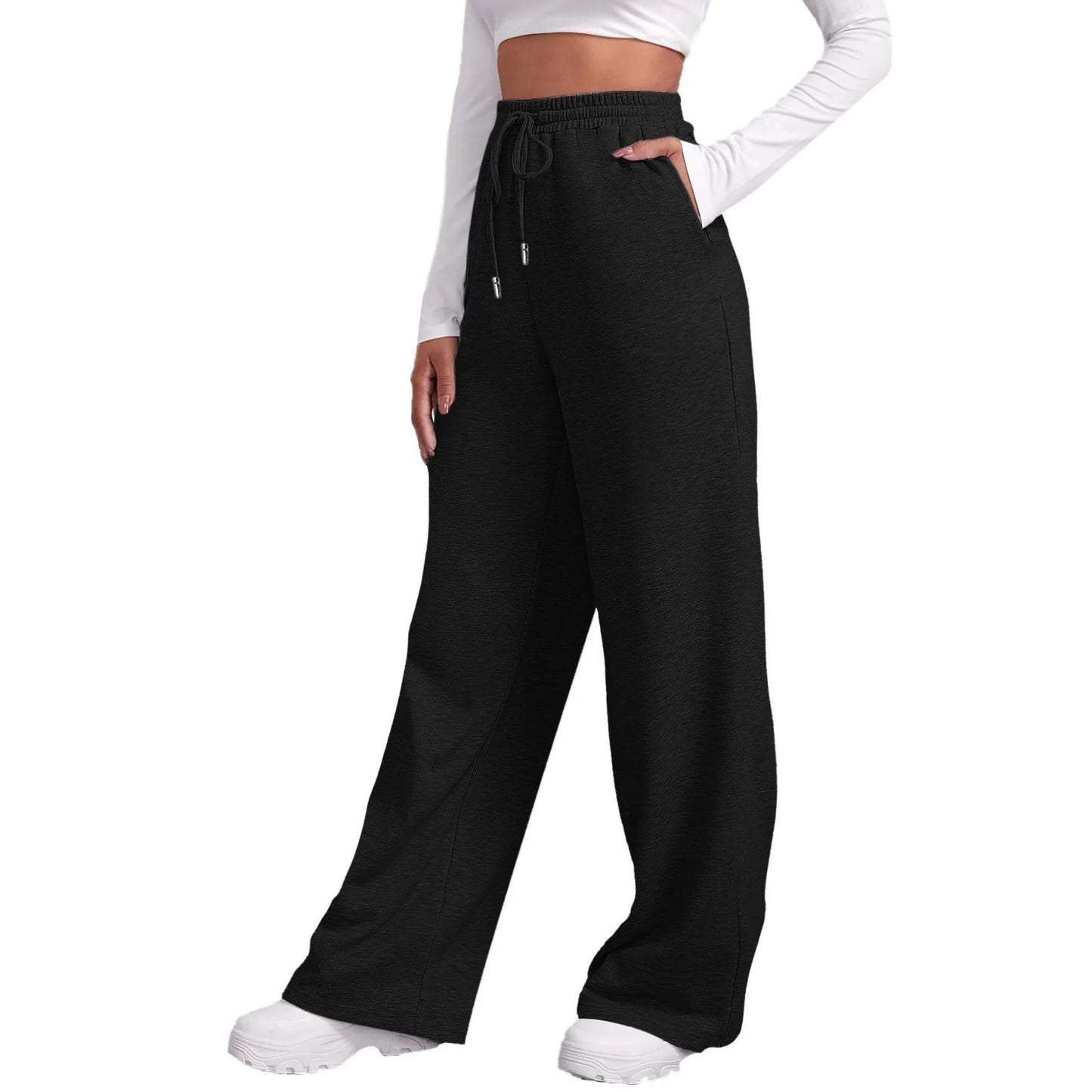 Drawstring Wide-Leg Sweatpants