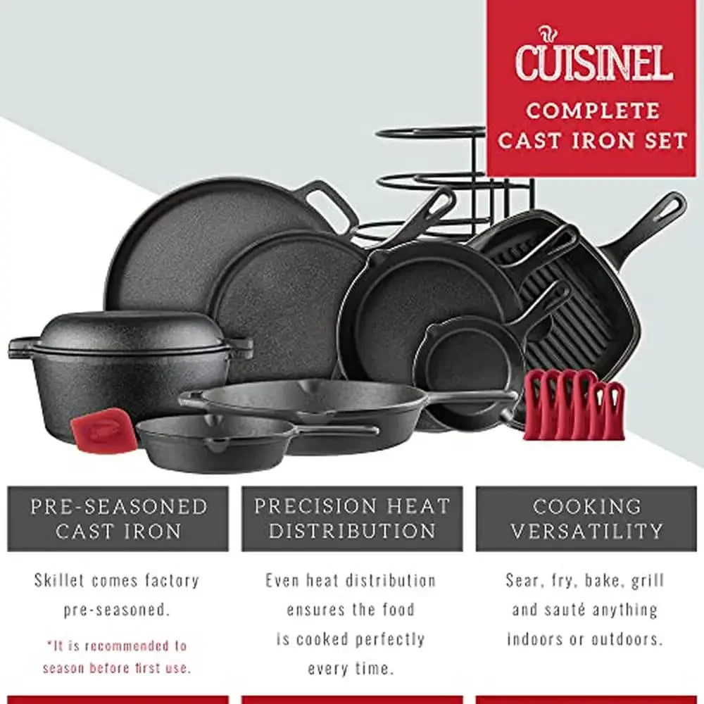 17-Piece Cast Iron Cookware Set