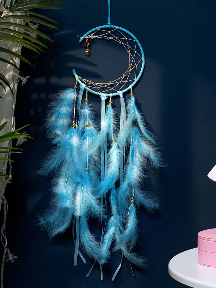 Moon Dream Catcher Feather Wind Chimes