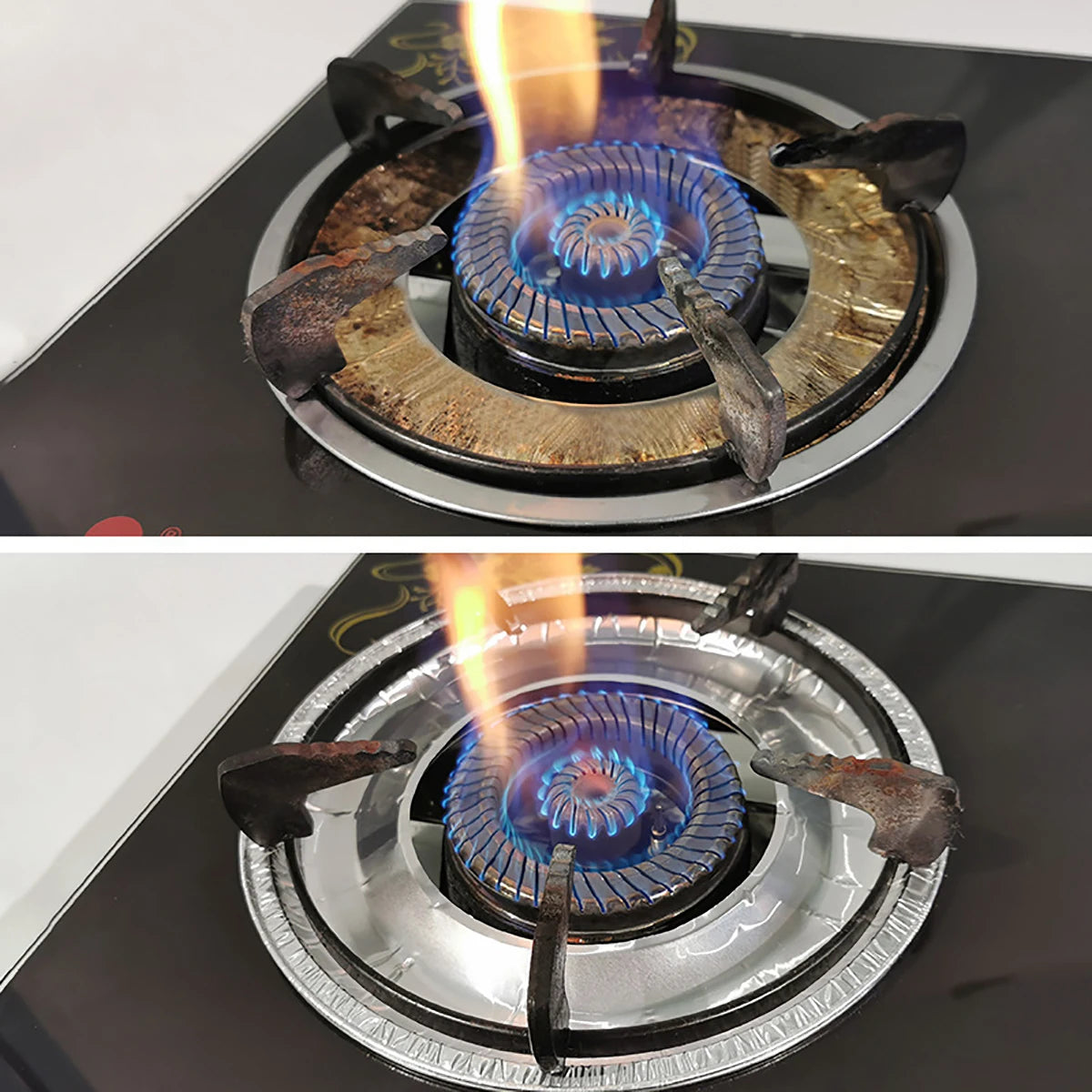 10 Pcs/Set Stove Protector Cover Disposable Aluminium Foil Gas Stove Burner Liner Oil Proof Cleaning Pad Mat Kitchen Accessories