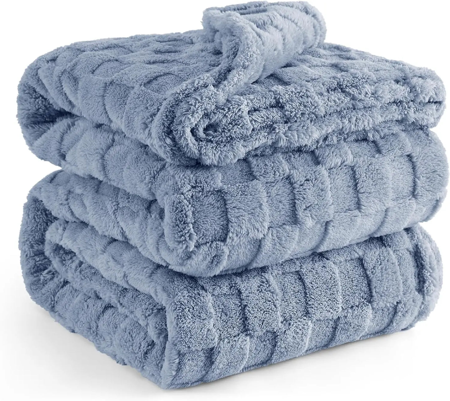 Bedsure Ashley Blue Fleece Blanket for Couch