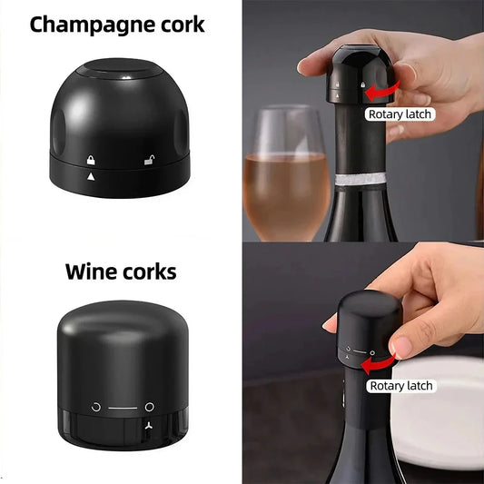 JJYY Vacuum Red Wine Champagne Bottle Stopper Set