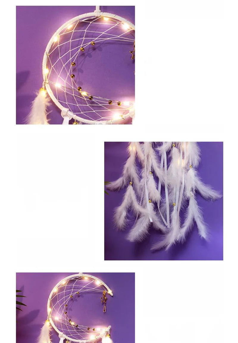 Moon Dream Catcher Feather Wind Chimes