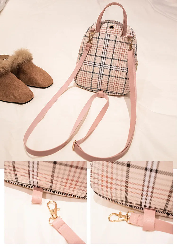Ladies Check Lock Small Backpack