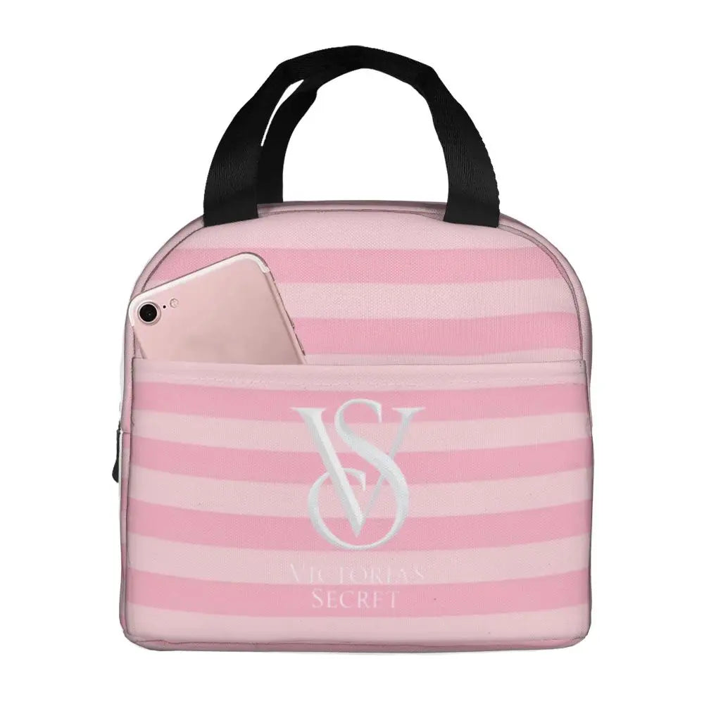 V-Victoria's Secret Stripe Insulated Lunch Bag