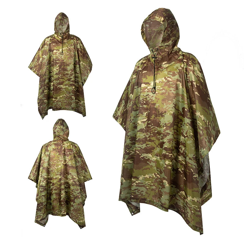 Multifunctional Raincoat Waterproof Poncho – Camouflage Cover for Camping, Hunting, Shelter, and Emergency Use