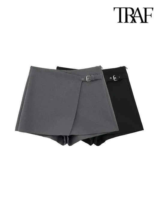 TRAF Asymmetric Shorts Skirts with Tab for Women
