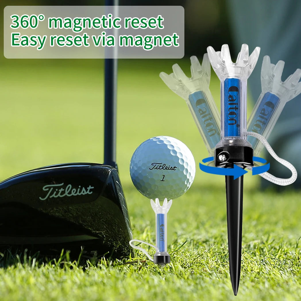 Caiton Magnetic Plastic Golf Tee Set – 5-Piece Durable Tees with 360° Bounce Design for Enhanced Performance