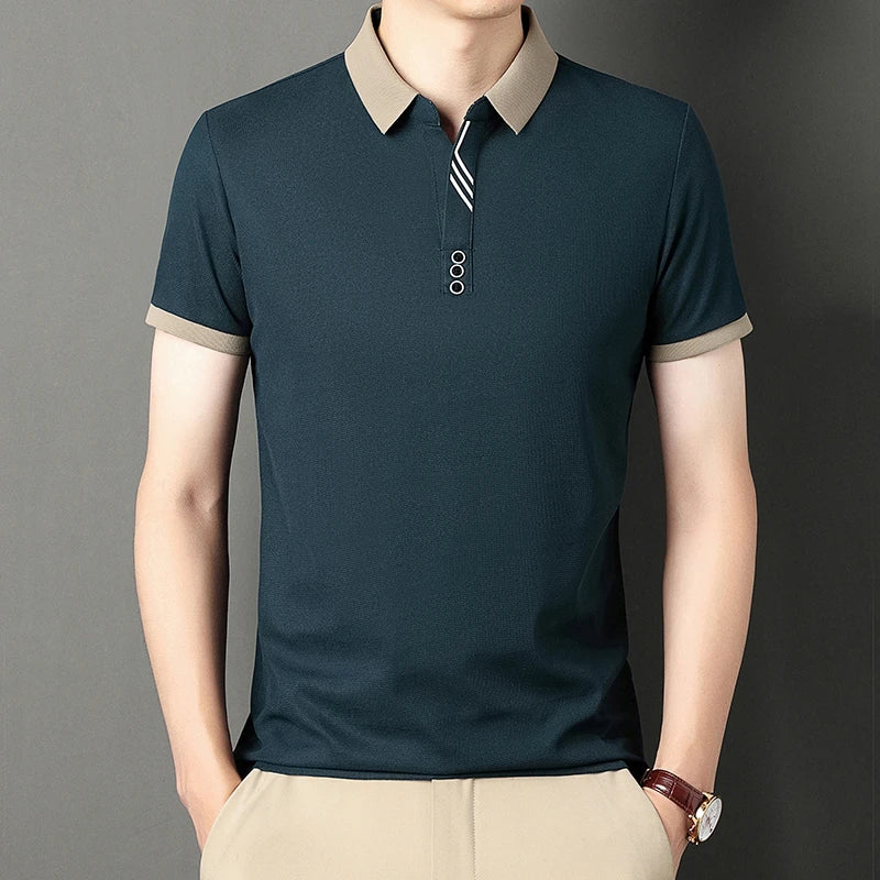 Men’s Solid Color Casual Short Sleeve Polo Shirt