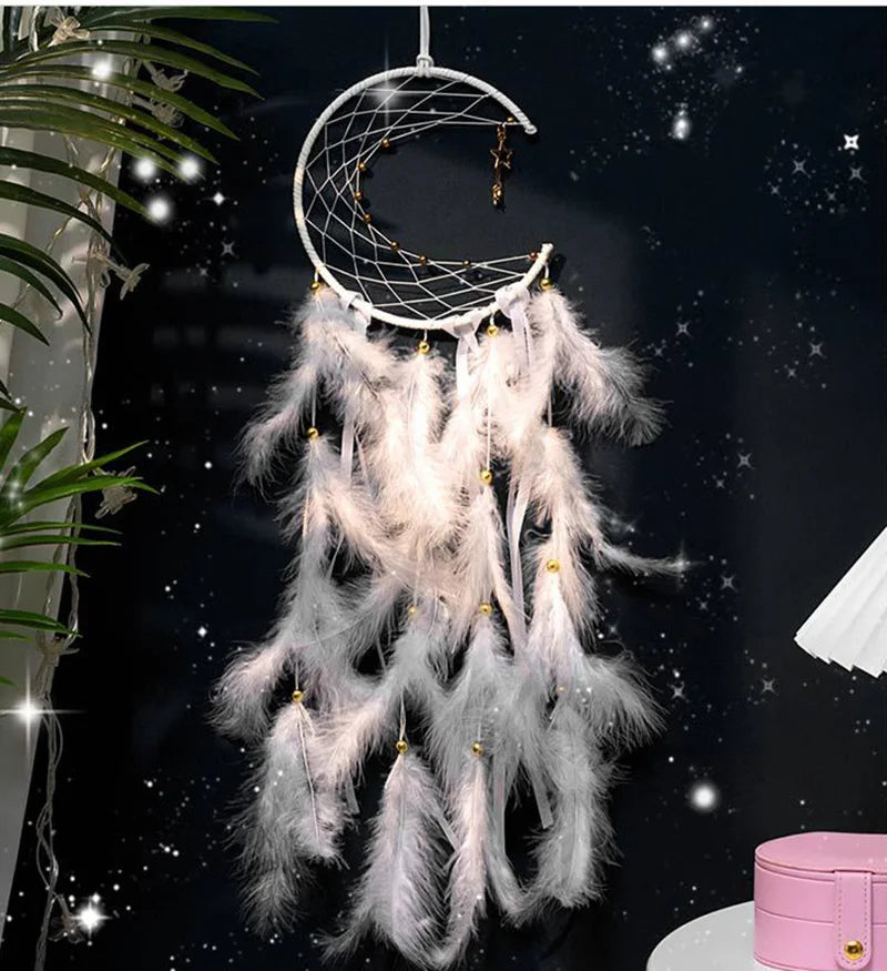 Moon Dream Catcher Feather Wind Chimes