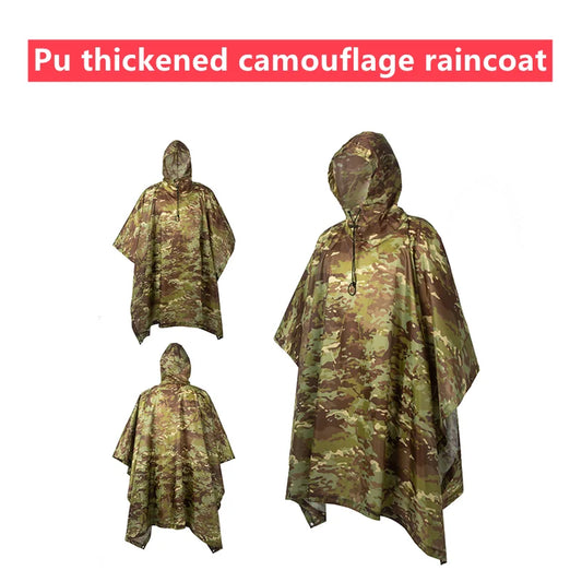 Multifunctional Raincoat Waterproof Poncho – Camouflage Cover for Camping, Hunting, Shelter, and Emergency Use