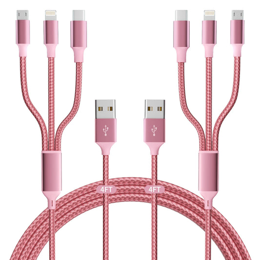 2-pack, 3-in-1 USB charging cable