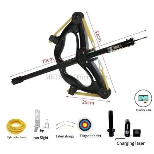 60 lb Continuous Firing Metal Compound Bow – Laser-Aiming Pulley Bow for Hunting & Shooting Practice