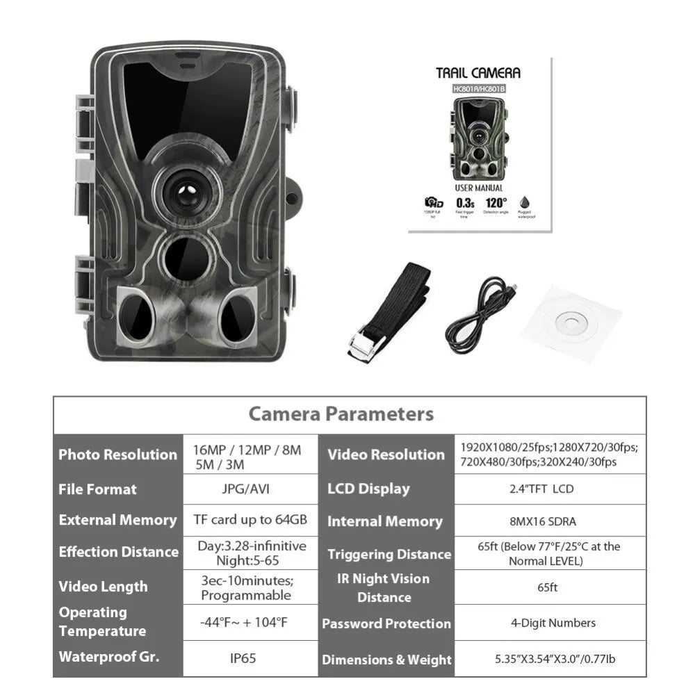 HC801A Night Vision Hunting Trail Camera – Motion-Activated Wildlife Scouting Camera