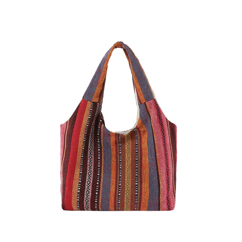 Canvas Striped Boho Handbag