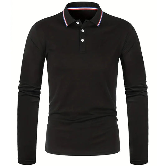 Men's Casual Long Sleeve Polo Shirt