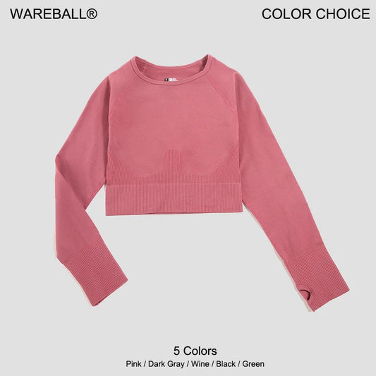 Seamless Crop Top Fitness Shirts Long Sleeve
