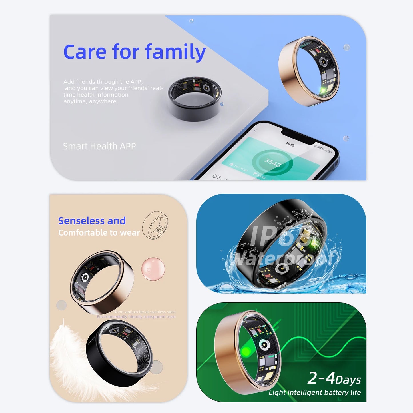 YERSIDA R11M Health Smart Ring W/ Charging Case