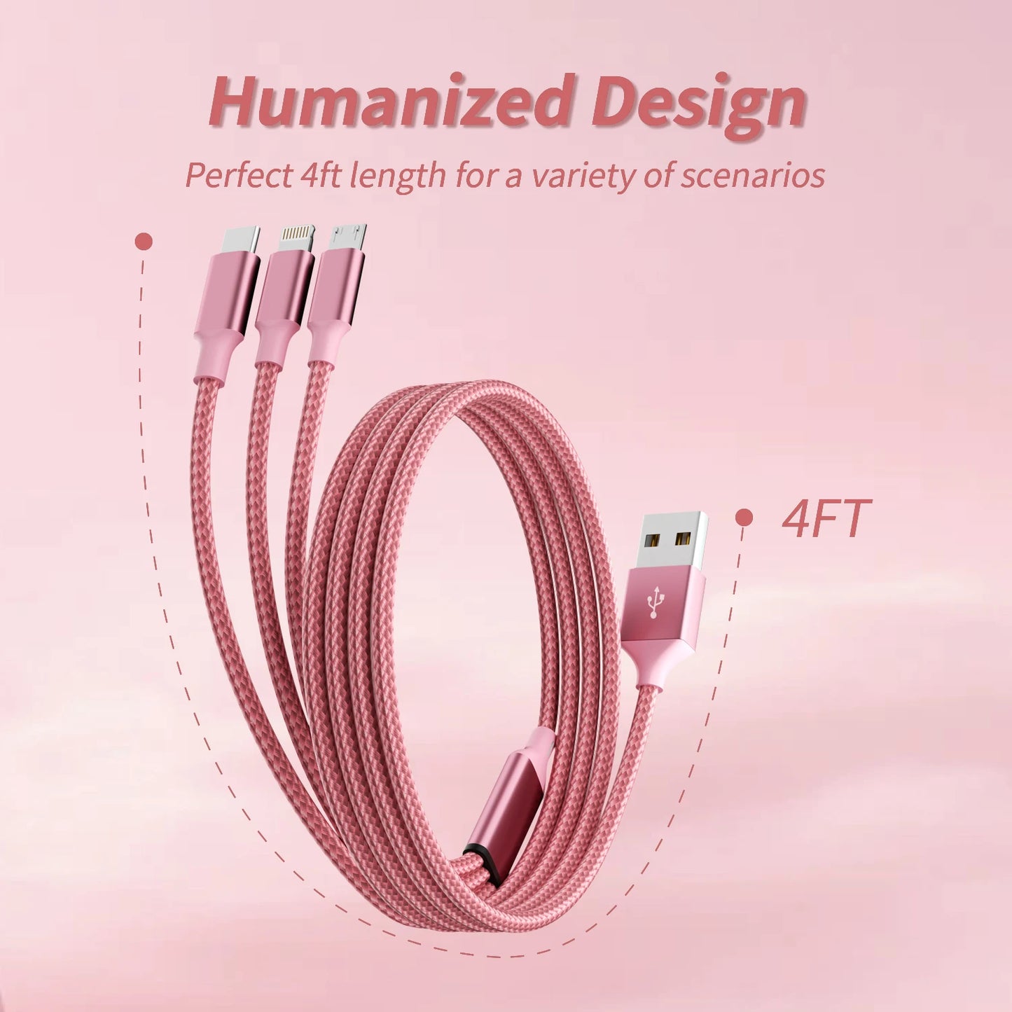 2-pack, 3-in-1 USB charging cable