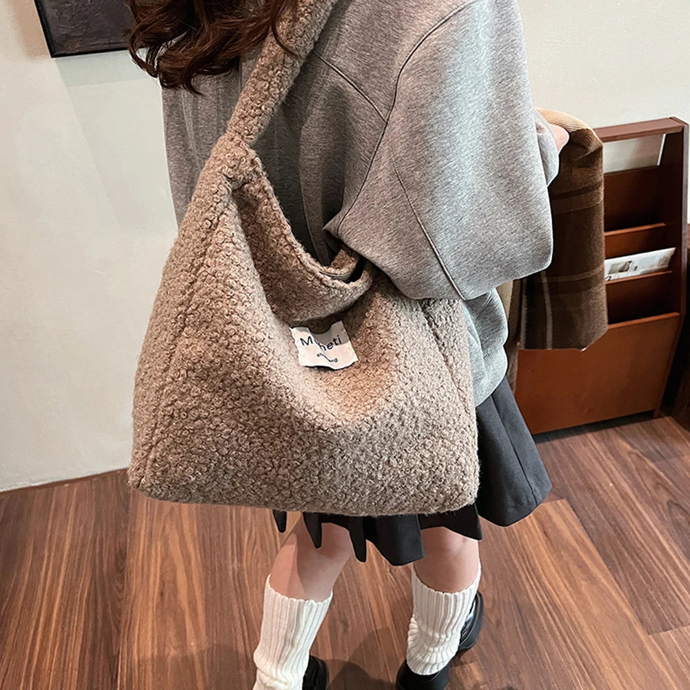 Lamb Wool Shoulder Bag for Women