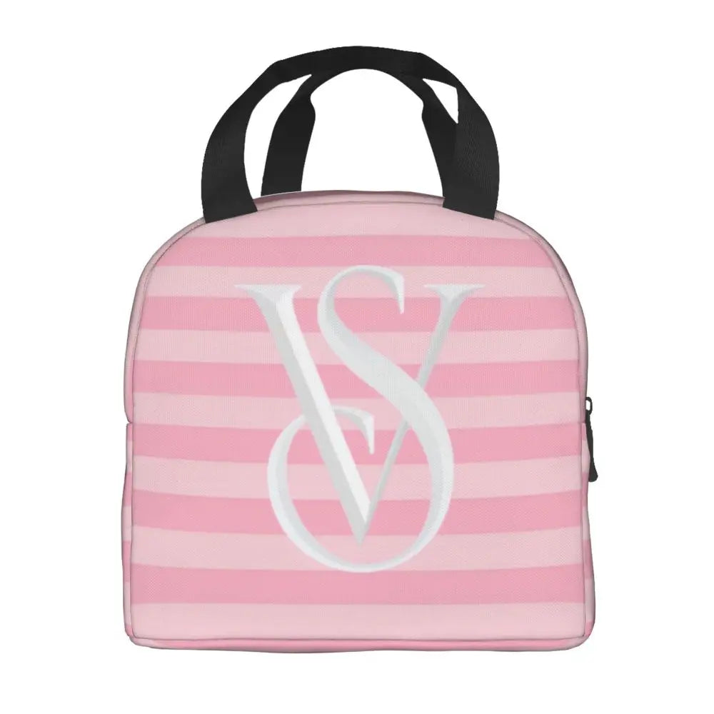 V-Victoria's Secret Stripe Insulated Lunch Bag