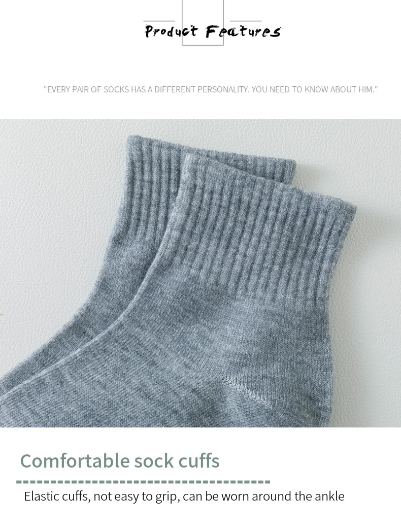 8 Pairs of Men’s and Women’s Black Cotton Business Mid-Length Casual Socks