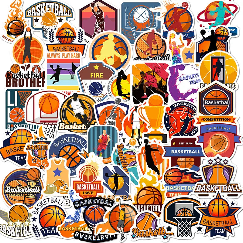 50PCS Trendy Cool Motivational Sport Slam Dunk Cartoon Basketball Stickers