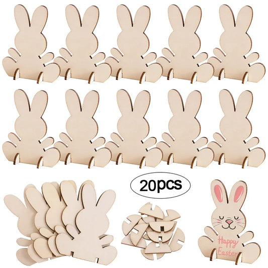 Wooden Easter Rabbit Ornaments DIY Set