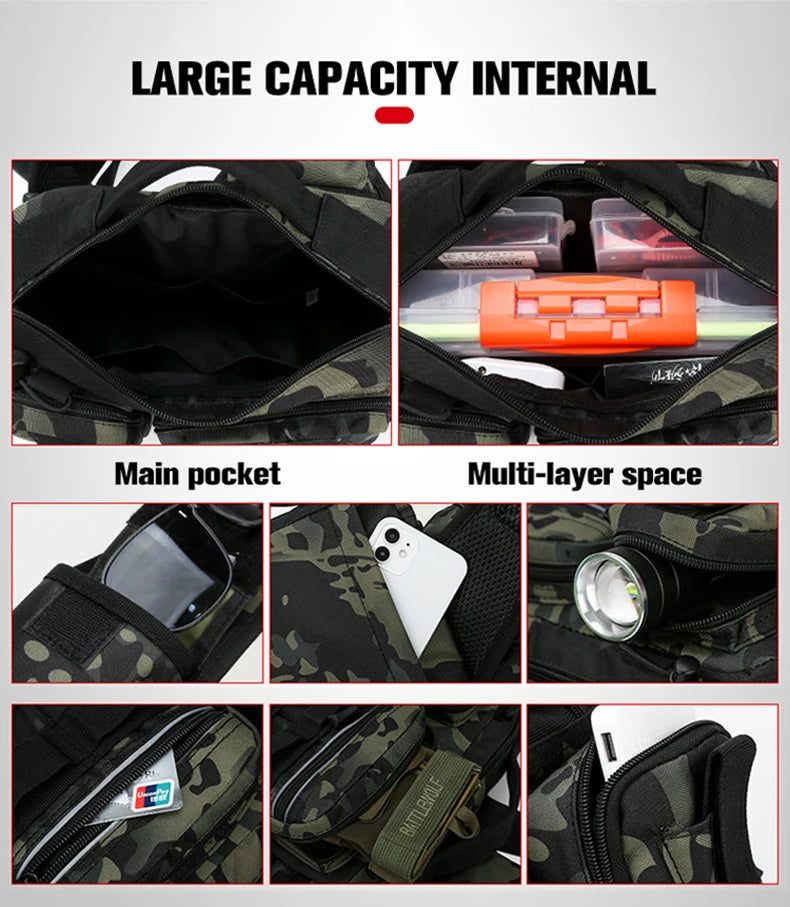Fishing Tackle Backpack with Rod Holder & Gear Storage Bag – Sling Shoulder Pack for Men