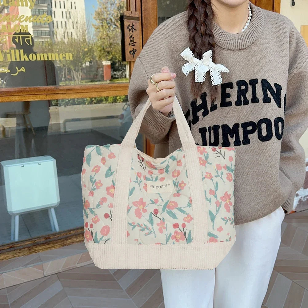 Quilted Floral Tote Bag