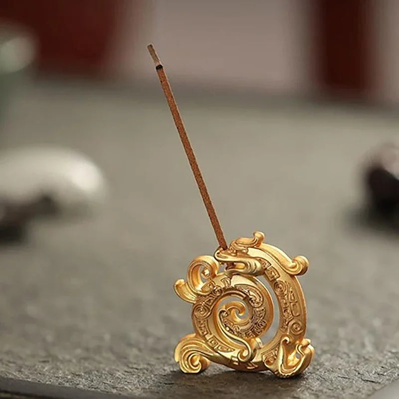 Copper Chinese Dragon Incense Holder