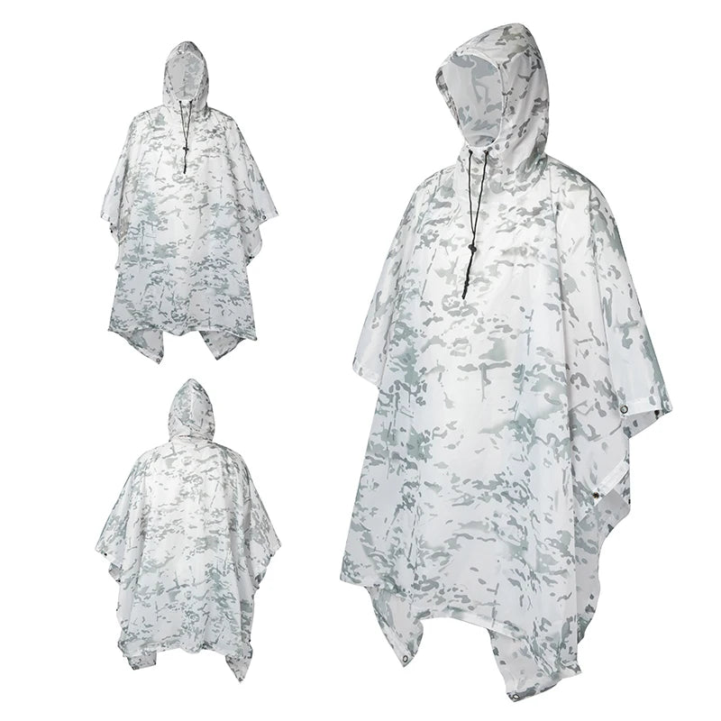 Multifunctional Raincoat Waterproof Poncho – Camouflage Cover for Camping, Hunting, Shelter, and Emergency Use